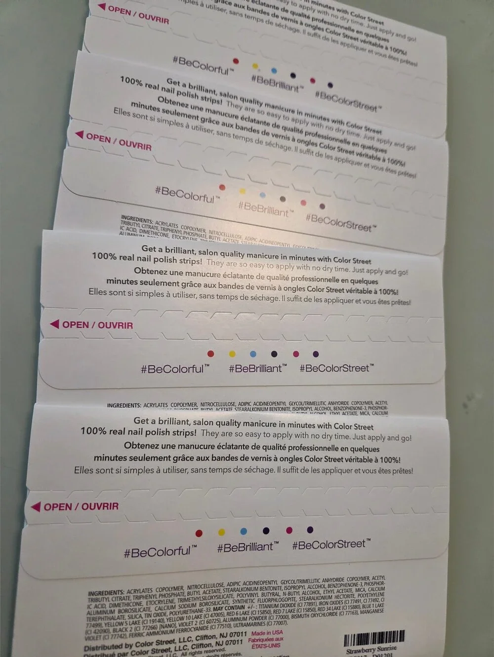Color Street Pedicure Nail Strips — Pink, Purple, Blue & Gold Tones NEW 4 Sets